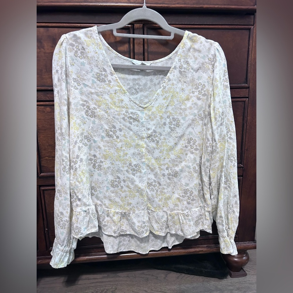 Lucky Brand Cream and Yellow Floral Blouse